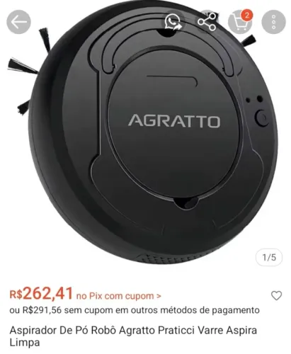 Robô AGRATTO varre e aspira.