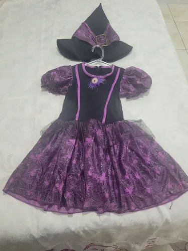 Fantasia Infantil Bruxinha Roxa e Preta com Chapéu