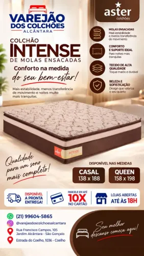 Colchão casal intende Aster molas ensacadas com pilow top