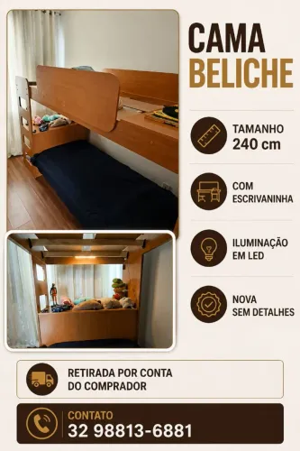Cama beliche com escrivaninha e lead