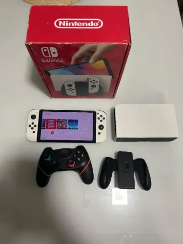 Nintendo Switch OLED 64 GB, completo e Bloqueado.
