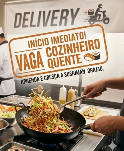 ? Cozinheiro(a) de Pratos Quentes - Japonês Delivery (Grajaú)