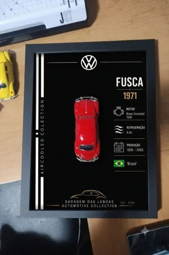Quadro Fusca 3D colecionável 