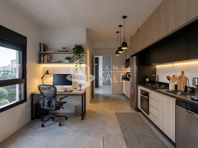 Studio para Locação em São Paulo - Mirandópolis: 1 Quarto, 1 Suíte, 1 Banheiro, 25,15 m² d