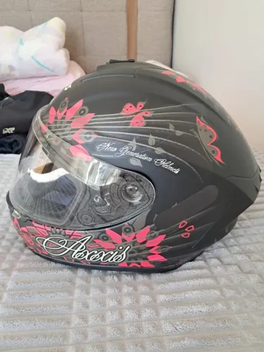 Capacete Axxis Draken Butterfly Preto/Rosa Fosco