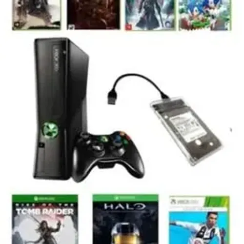 XBOX 360 SLIM SEMINOVO , 1 CONTROLE , HD EXTERNO COM 300 JOGOS, GARANTIA, LOJA