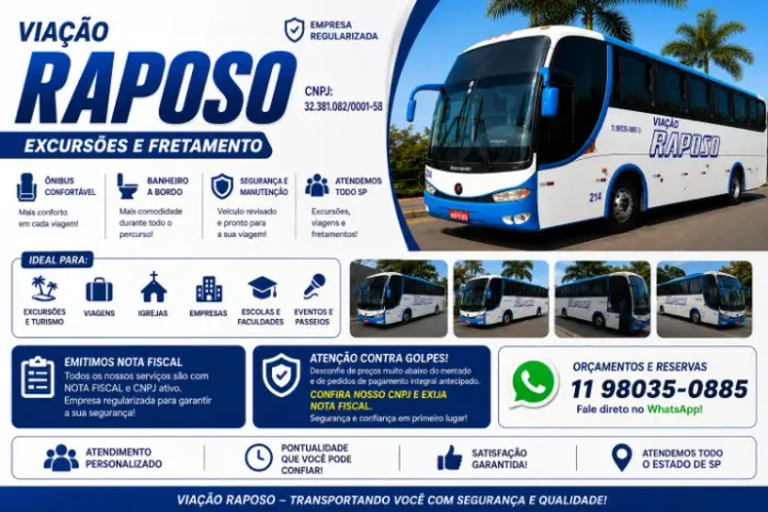 EXCURSÕES E FRETAMENTO | VIAÇÃO RAPOSO