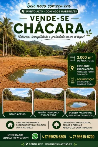 Chácara a venda ou troca em Ponto Alto, Domingos Martins