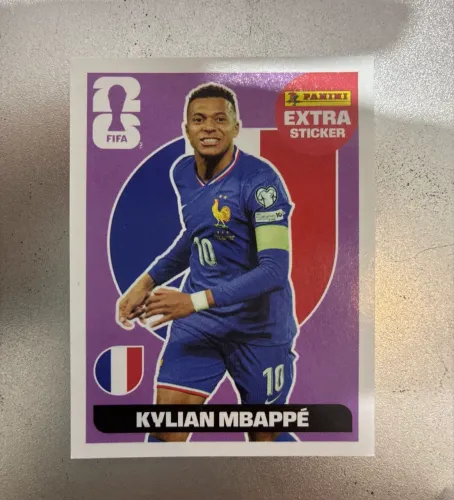 Figurinha Extra Legend Kylian Mbappé Lilás Copa do Mundo 2026 Panini