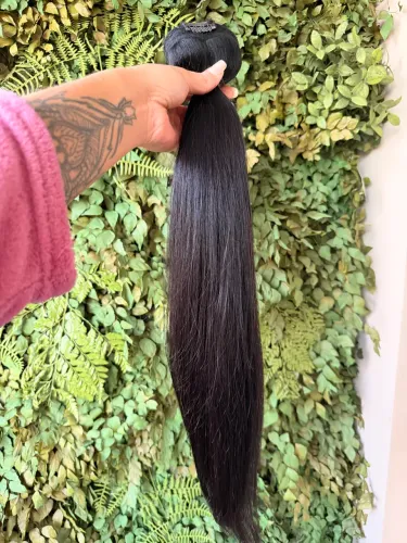 Cabelo brasileiro castanho 55 cm,127 gramas