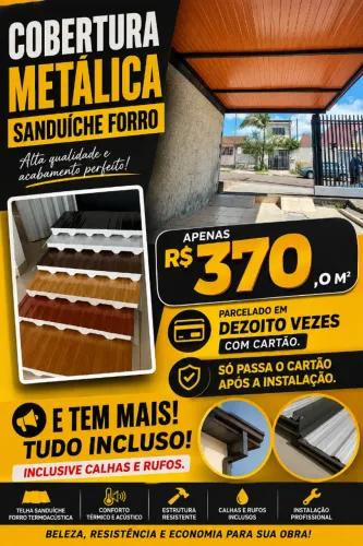 Cobertura metálica com telhas sanduíche forro