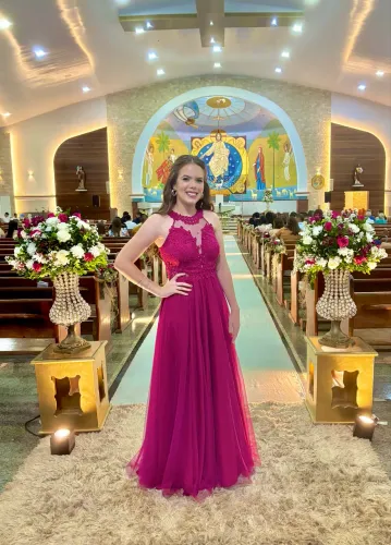Vestido rosa fúcsia