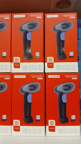 Leitor Código De Barras Sem Fio Usb 1d2d Qr Code Danfe Ean Cor Azul 110v/220v