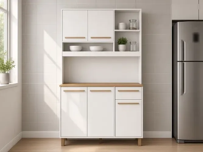 Armário de Cozinha Ametista 5P 1G 1,10m Branco (NOVO A PRONTA ENTREGA)