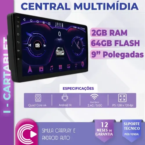 Central Multimídia Nova para veículos universal - Joker 9 polegadas QLED