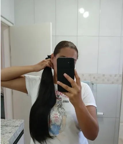 Cabelo humano natural liso castanho escuro