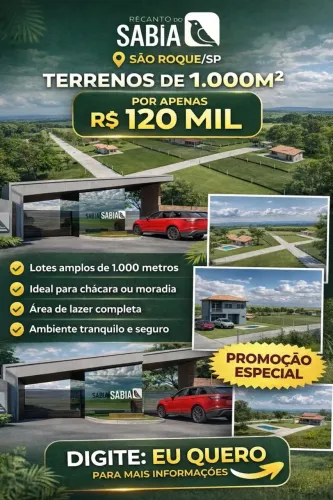 Oportunidade em São Roque!** Lotes amplos de 1.000 m². Garanta o seu!