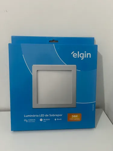     3 Luminárias Elgin 24W Quadrada Sobrepor