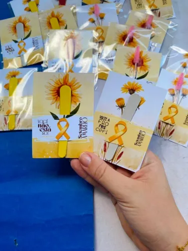 Cartão de Agradecimento com Lixa de Unha Setembro Amarelo 100UN