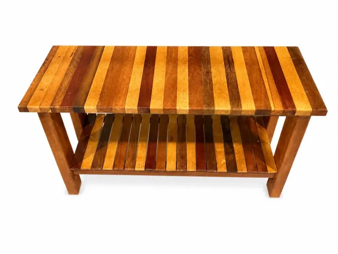 Banco Sapateira de Madeira Maciça Artesanal - Madeiras Nobres - 80 cm