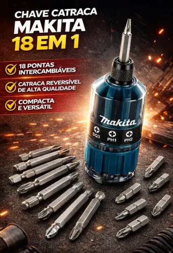 Chave bits MAKITA 18 Pçs Magnética Philips/Fenda e mais