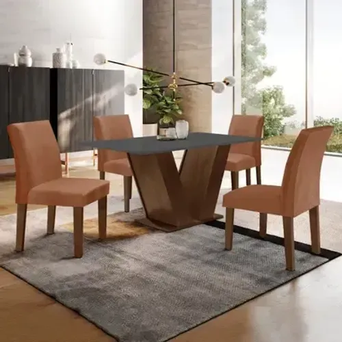 Mesa de Jantar com 4 Cadeiras Pronta Entrega Nova na cor Terracota