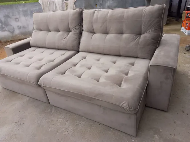 Sofa retratil bege escuro 2,50m novo !!