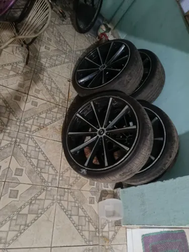 Kit 4 Rodas Aro 20 côncava, furação 5x108 Eclipse Preta Diamantada Krmai K63