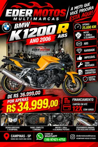 BMW K 1200R ABS 2006 IMPECAVEL COM APENAS 25.600KM ORIGINAIS E DAMOS GARANTIA TOTAL