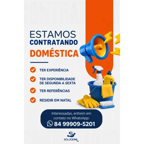 VAGAS EM NATAL - DOMÉSTICA E BABÁ