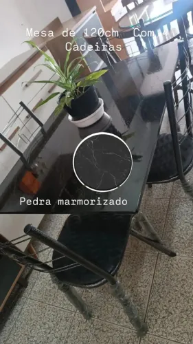 Mesa Pedra Marmorizada com 4 Cadeiras Nova na Promoção