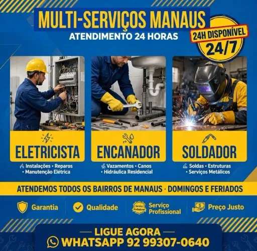 Eletricista, Encanador, Pedreiro e soldador disponível 24 horas