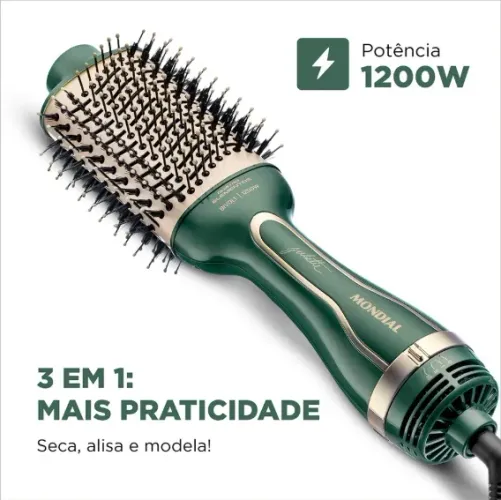 Escova Secadora Mondial Preto Dourado Bivolt 1200W Cerâmica Íons