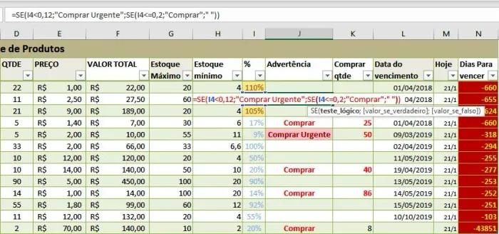 Planilhas de Excel