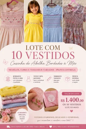 Imperdível lote com 10 vestidos casinha de abelha 
