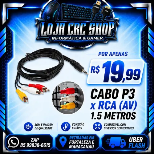 Cabo P3 x RCA (AV) 1.5 Metros B-Max