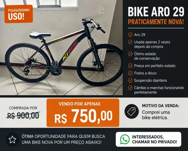 Bicicleta Aro 29. Nova