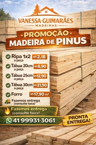 Madeira de Pinus e Eucalipto Rosa para Construção - Vários Tamanhos