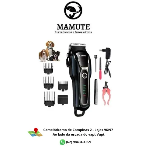 Máquina Tosa Pet Kemei Km-1991 S/ Fio com Kit Acessórios Gato Cachorro