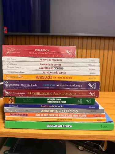 Kit com 14 Livros lacrados de Educação Física, Anatomia, Musculação e Nutrição