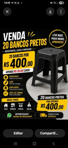 Vendo bancos de plastico preto