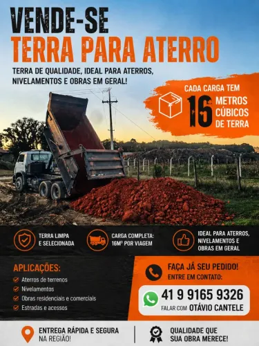 Terra para aterro e carga de areia