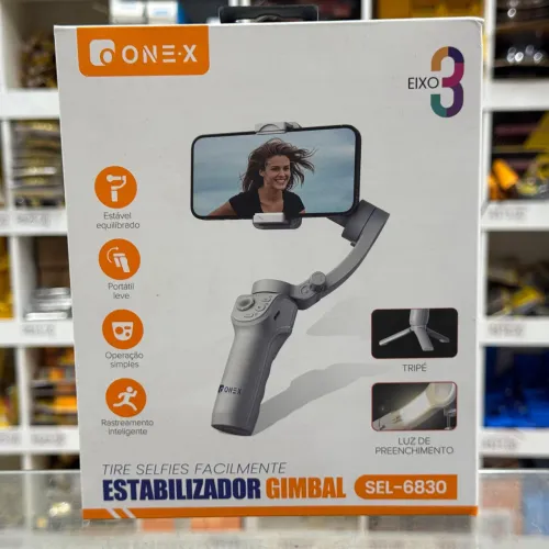 Estabilizador Gimbal 3 eixos com tripé e LED 