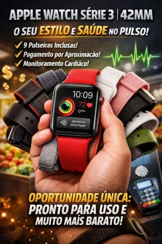 APPLE WATCH SÉRIE 3 - 42MM + 9 Pulseiras (Oportunidade)
