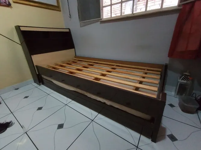 Bicama com baú profundo e cabeceira  + colchão de brinde