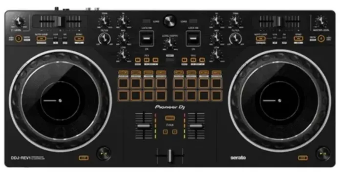 Kit DJ Profissional Pioneer DDJ-REV1 + 2 Microfones Dylan DLS-8