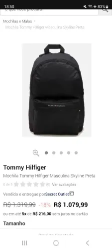 Mochila original tomy hilfiger preta