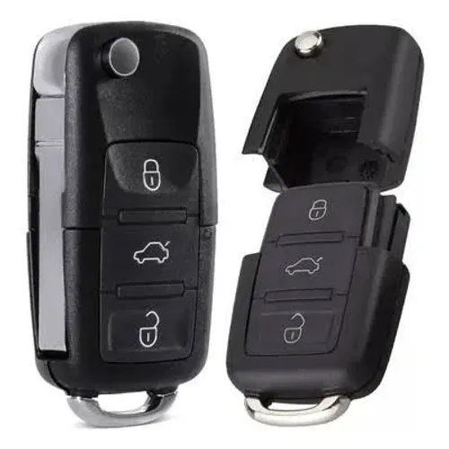 Chave canivete automotiva Volkswagen Led central 3 botões com emblema e lâmina virgem