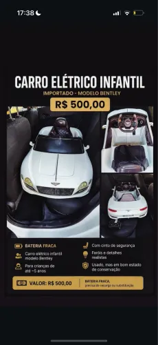 Carro elétrico infantil