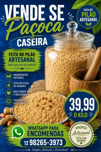 Paçoca caseira feito no pilão artesanal